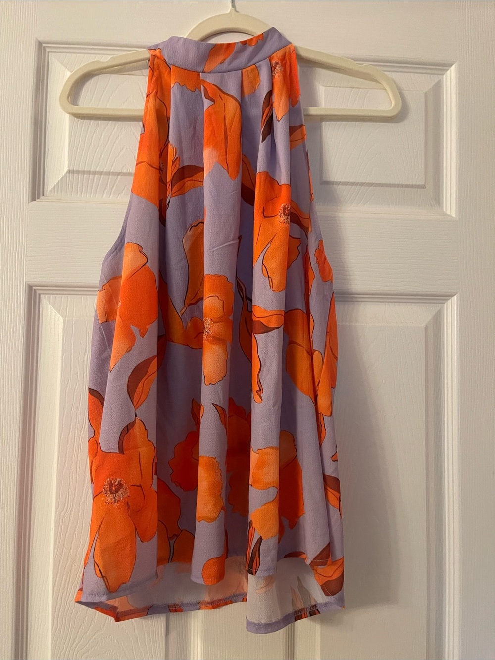SHEIN Lavender A-Line Skirt with Bold Orange Floral Print